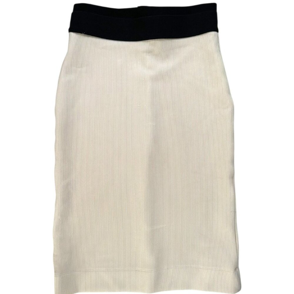 BCBGMAXAZRIA BCBG WOMEN'S FITTED BLACK CREAM PENCIL PULL ON SKIRT XXS NWOT